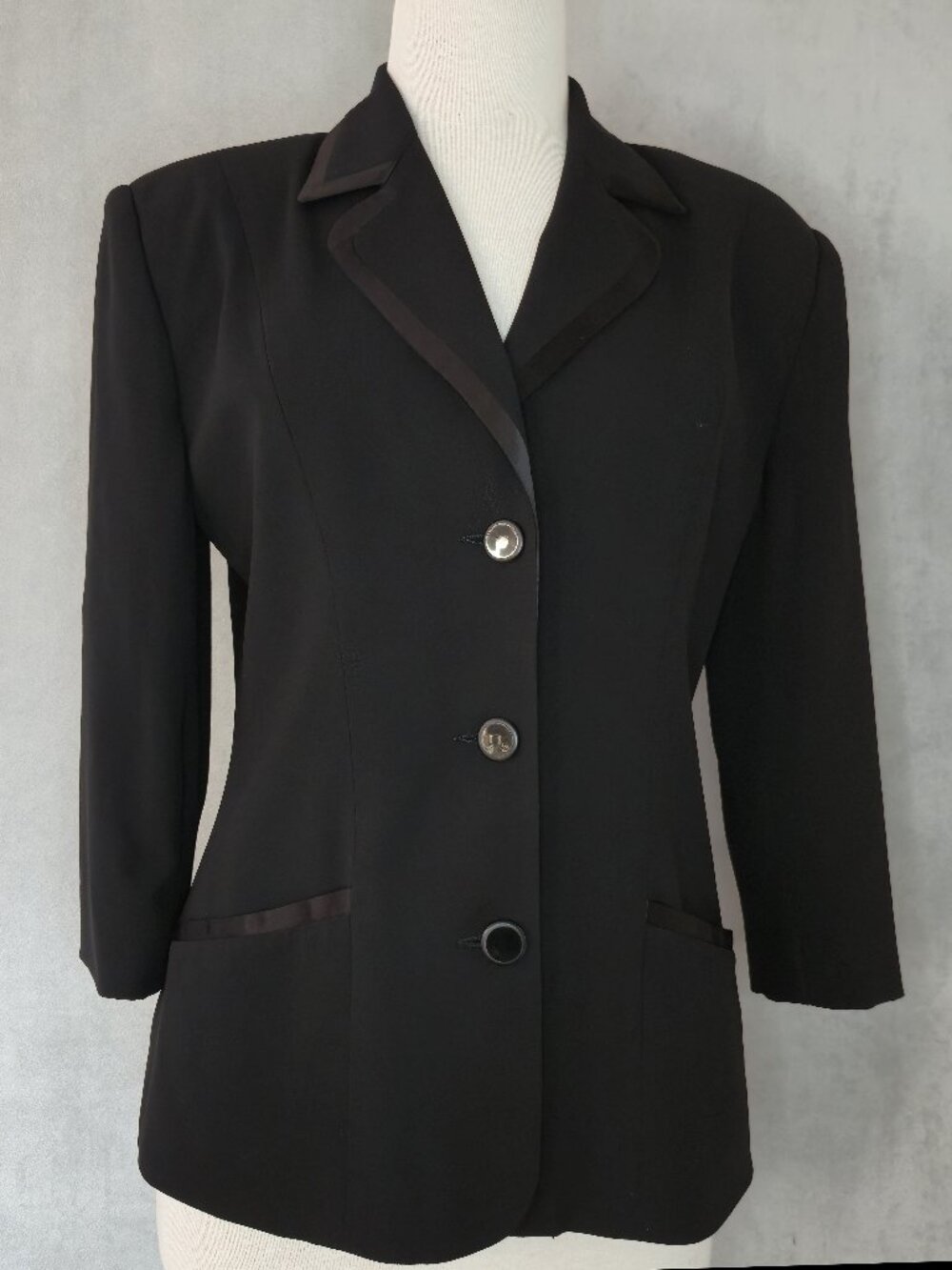 Vintage Jacob 3/4 Sleeve Blazer | Satin Trim Detail | Size 10